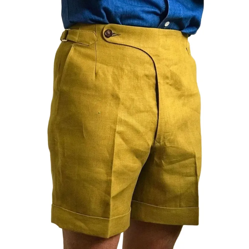 Men's Casual Comfortable Breathable Linen Blended Suit Shorts MTA3164C1M sold by Manly