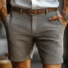Men's Casual Comfortable Cotton Linen Slim Fit Suit Shorts MTA3129C1M sold by Manly