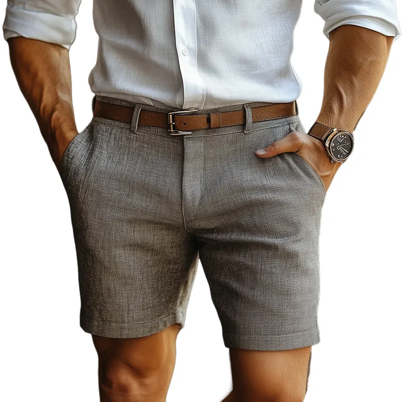 Men's Casual Comfortable Cotton Linen Slim Fit Suit Shorts MTA3129C1M sold by Manly