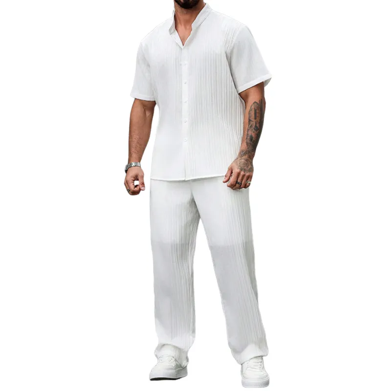 Men's Spring Summer Fashion Casual Cool Short Sleeve Shirt Style Long Set MTA0150D5K sold by Manly