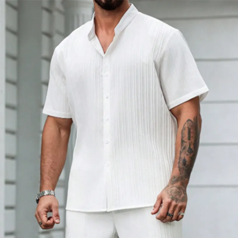 Men's Spring Summer Fashion Casual Cool Short Sleeve Shirt Style Long Set MTA0150D5K sold by Manly product image thumbnail 3