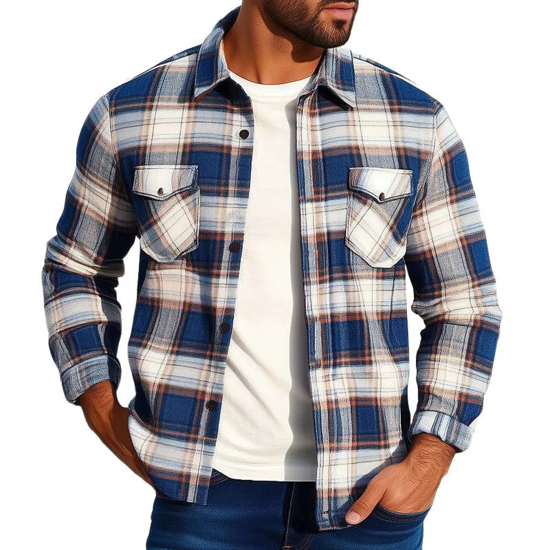 Men's Spring and Autumn Plaid Casual Long Sleeve Shirt MTA0187D0U sold by Manly
