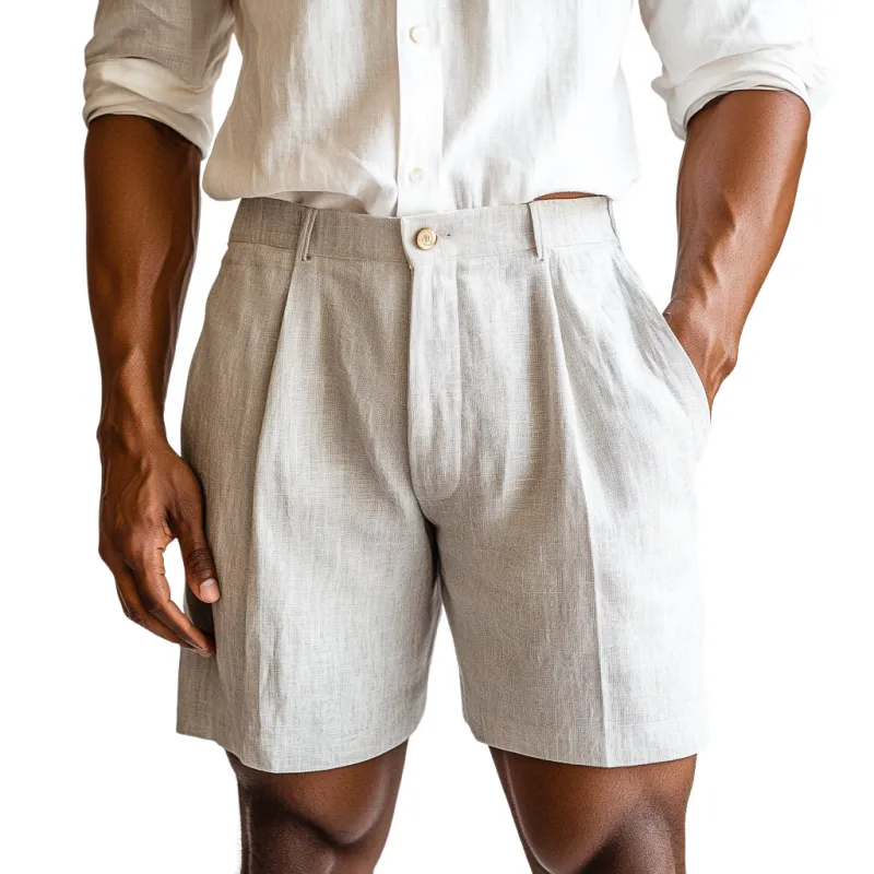 Men's Casual Comfortable Breathable Linen Blended Suit Shorts MTA3123C6M sold by Manly