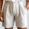 Men's Casual Comfortable Breathable Linen Blended Suit Shorts MTA3123C6M sold by Manly