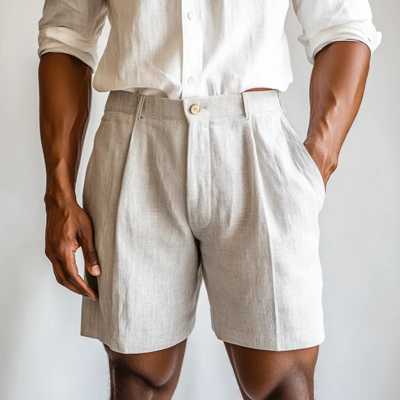 Men's Casual Comfortable Breathable Linen Blended Suit Shorts MTA3123C6M sold by Manly product image thumbnail 2