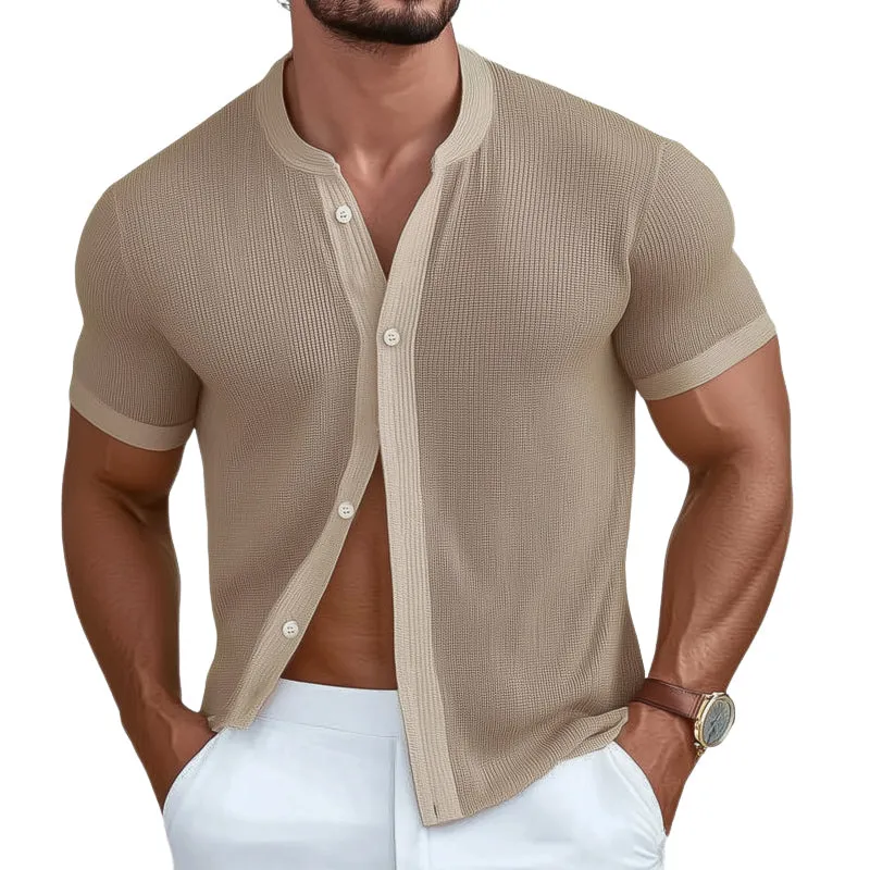 Men's Summer Textured Elastic Knit Short Sleeve Shirt MTA0164D4U sold by Manly