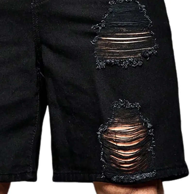 Men's Summer Loose Black Ripped Denim Shorts MTA0177D2U sold by Manly product image thumbnail 3