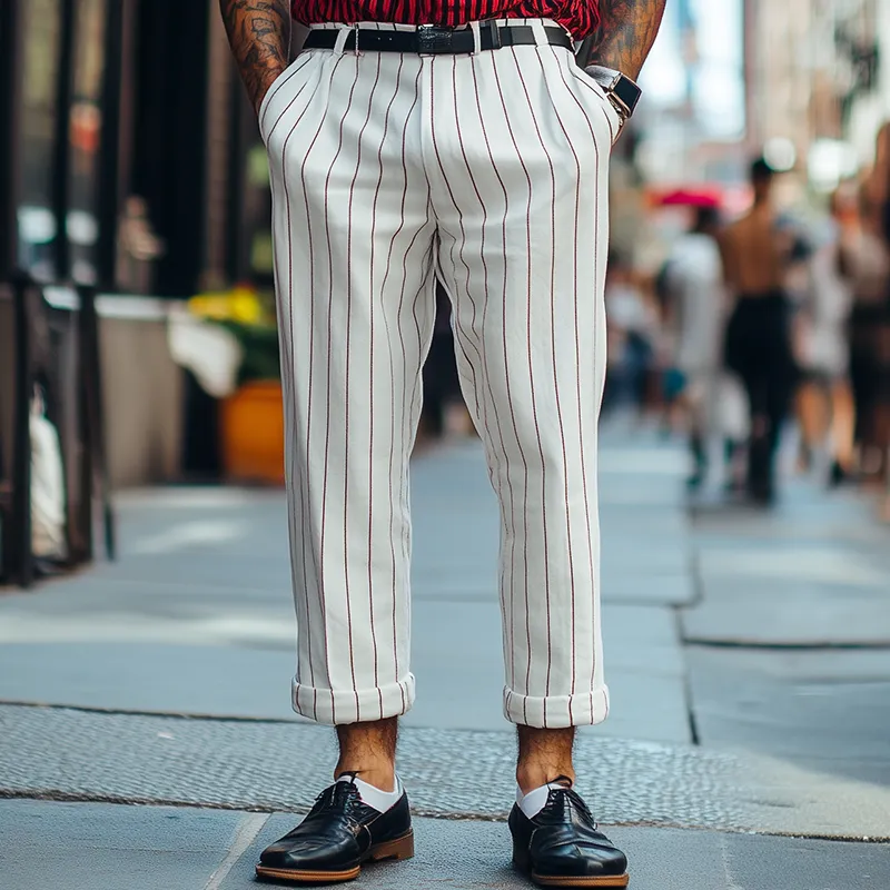 Men's Classic Retro Fashion Striped Cotton and Linen Casual Pants MTA0701D5K sold by Manly product image thumbnail 2