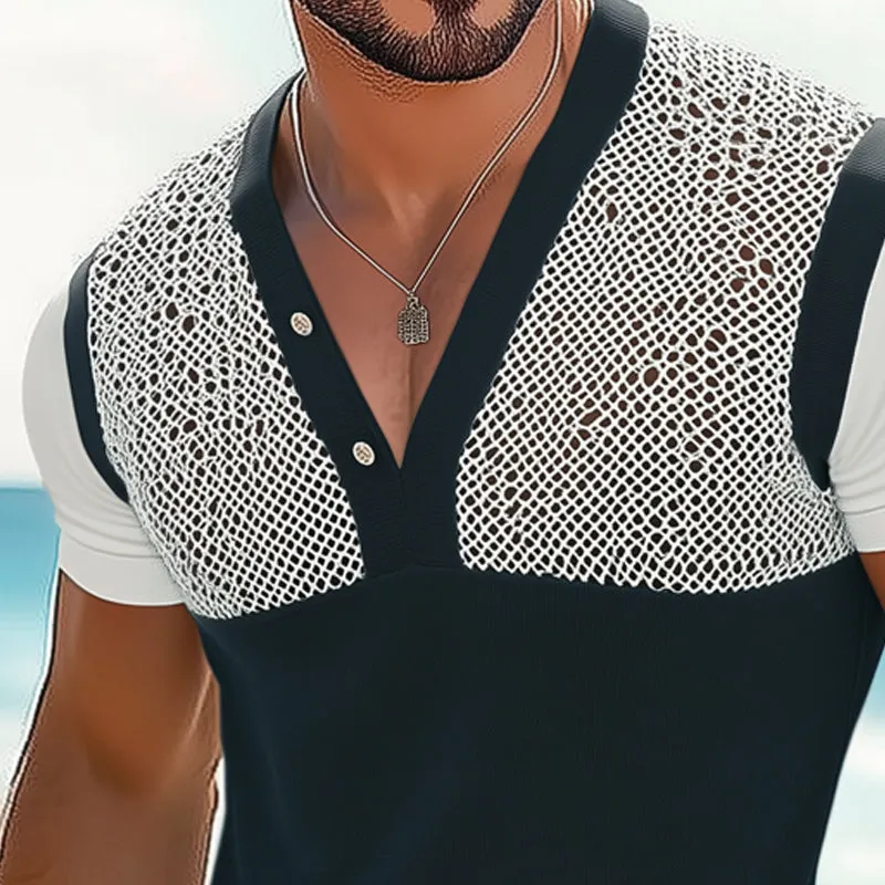 Men's Summer Comfortable V-Neck Knitted Short Sleeve T-Shirt MTA0723D5U sold by Manly product image thumbnail 3