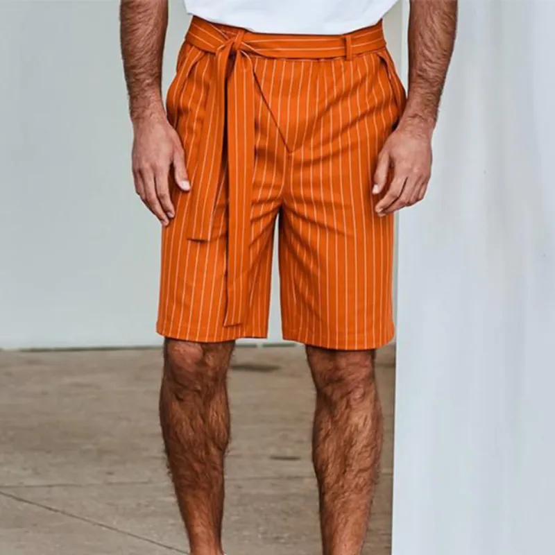 Men's Spring/Summer Fashion Striped Casual Knee-Length Shorts (Belt Included) MTA0798D6K sold by Manly product image thumbnail 2