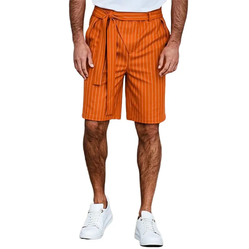 Men's Spring/Summer Fashion Striped Casual Knee-Length Shorts (Belt Included) MTA0798D6K sold by Manly