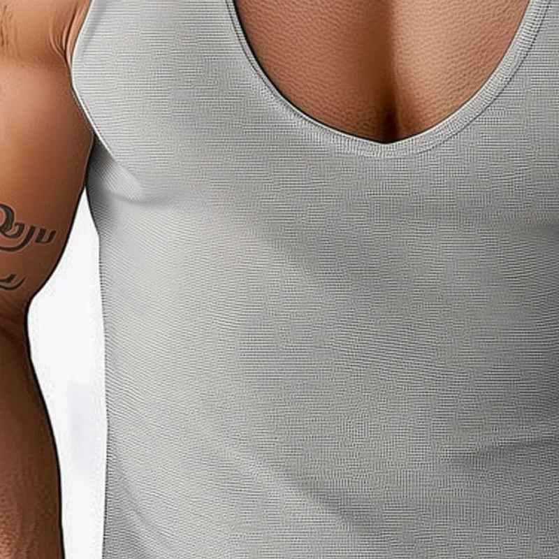 Men's Summer Basic Solid Color Deep V-Neck Tank Top MTA0779D0U sold by Manly product image thumbnail 2