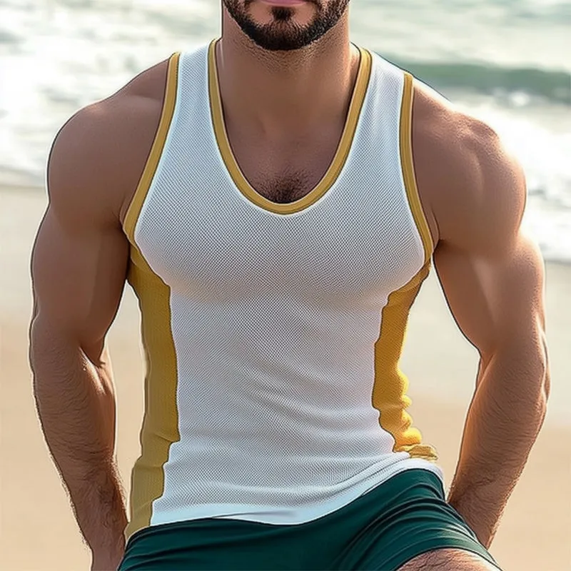 Men's Summer Skin-Friendly Breathable Color Matching Slim Tank Top MTA0716D5U sold by Manly product image thumbnail 2