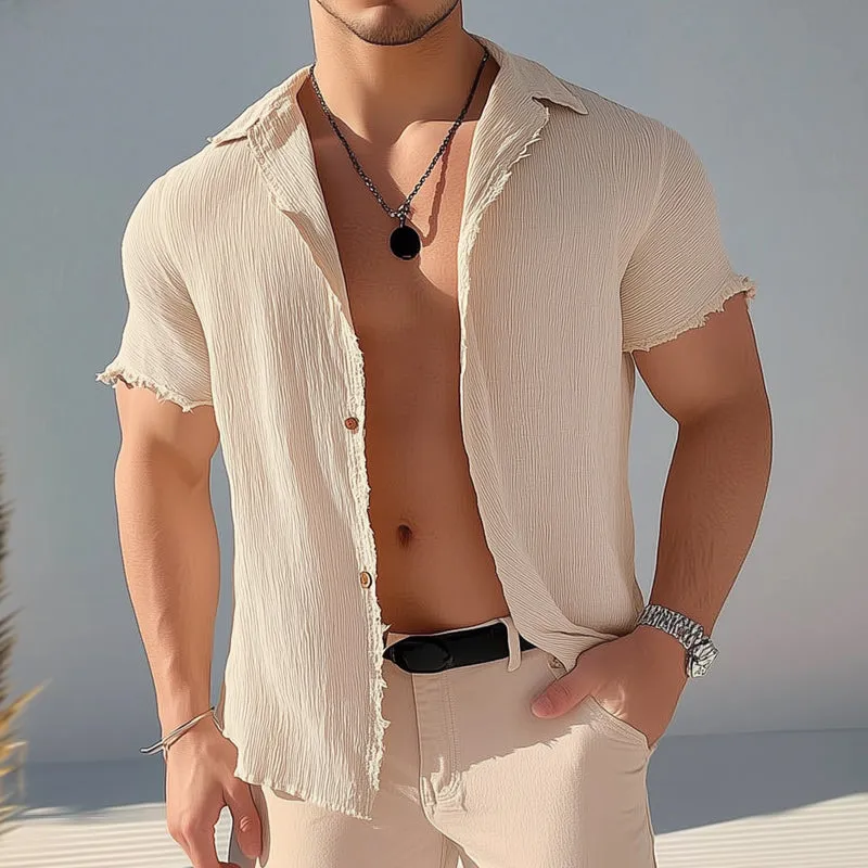 Men's Summer Textured Short Sleeve Casual Shirt MTA0707D6U sold by Manly product image thumbnail 2