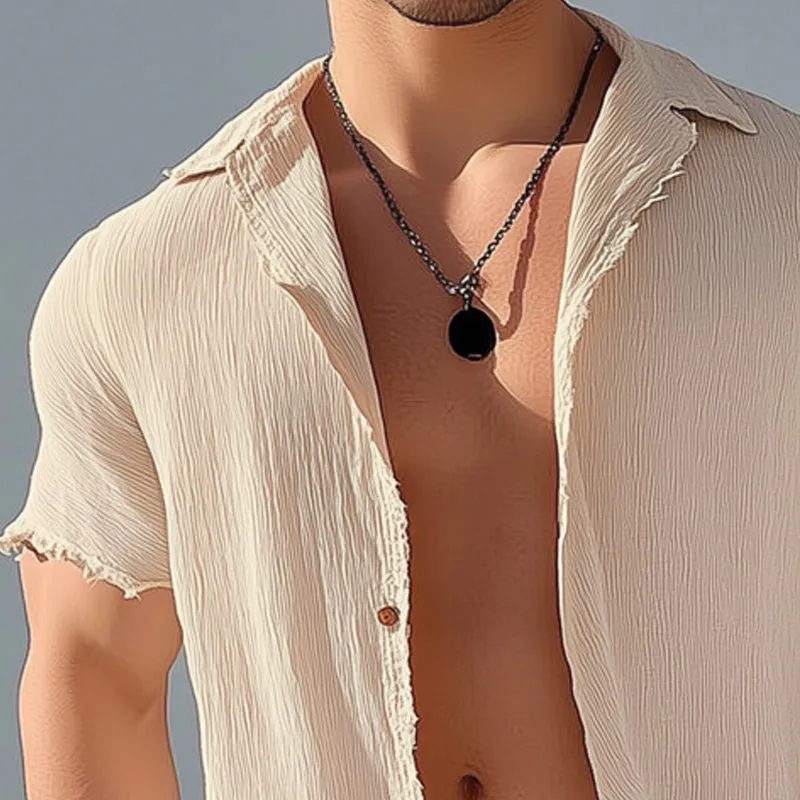 Men's Summer Textured Short Sleeve Casual Shirt MTA0707D6U sold by Manly product image thumbnail 3