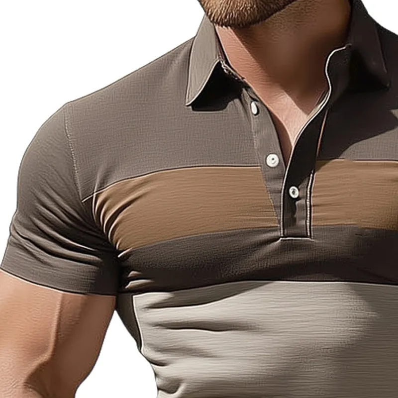 Men's Summer Colorblock Polo Collar Short Sleeve Slim Fit T-Shirt MTA0233D7U sold by Manly product image thumbnail 3