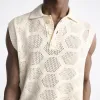 Men's Fashion Casual Exquisite Hollow Polo Neck Knitted Tank Top MTA0995D1K sold by Manly
