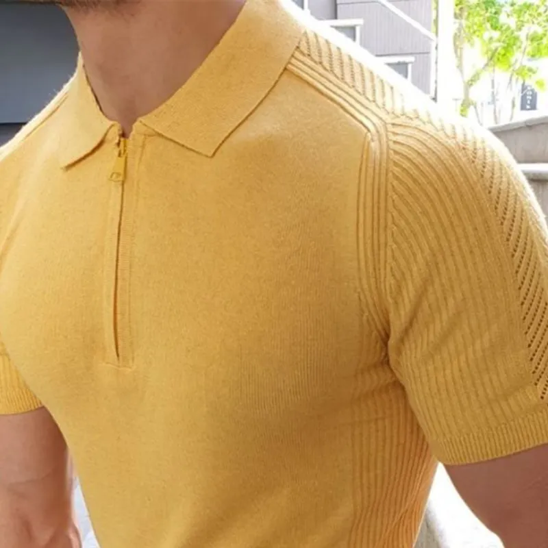 Men's Fashion Casual Bright Color Polo Collar Knitted Short-sleeved T-shirt MTA0996D0K sold by Manly product image thumbnail 3
