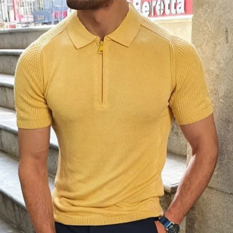 Men's Fashion Casual Bright Color Polo Collar Knitted Short-sleeved T-shirt MTA0996D0K sold by Manly product image thumbnail 2