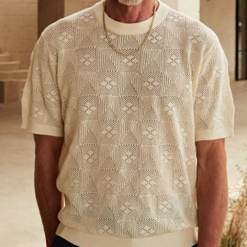 Men's Spring and Summer Fashion Casual Round Neck Exquisite Knitted Short-sleeved T-shirt MTA0976D9K sold by Manly product image thumbnail 2