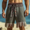 Men's Summer Cotton and Linen Embroidered Tassel Shorts MTA0933D4U sold by Manly