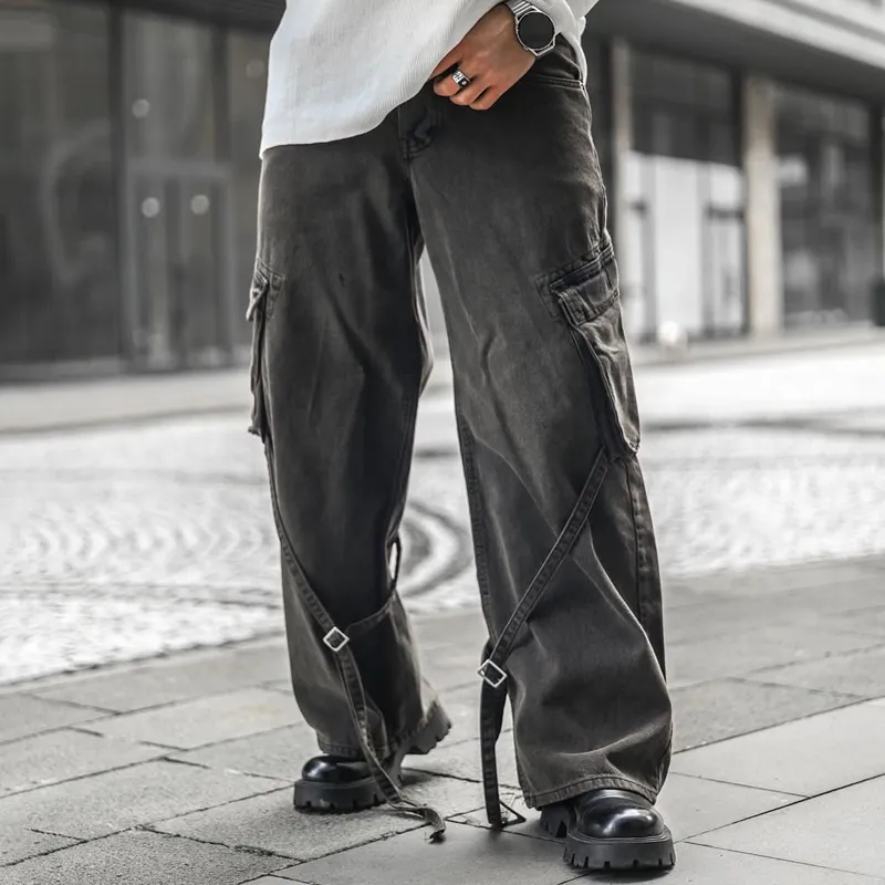 Men's Fashion Washed Loose Multi-pocket Jeans MTA0192D4Z sold by Manly product image thumbnail 3