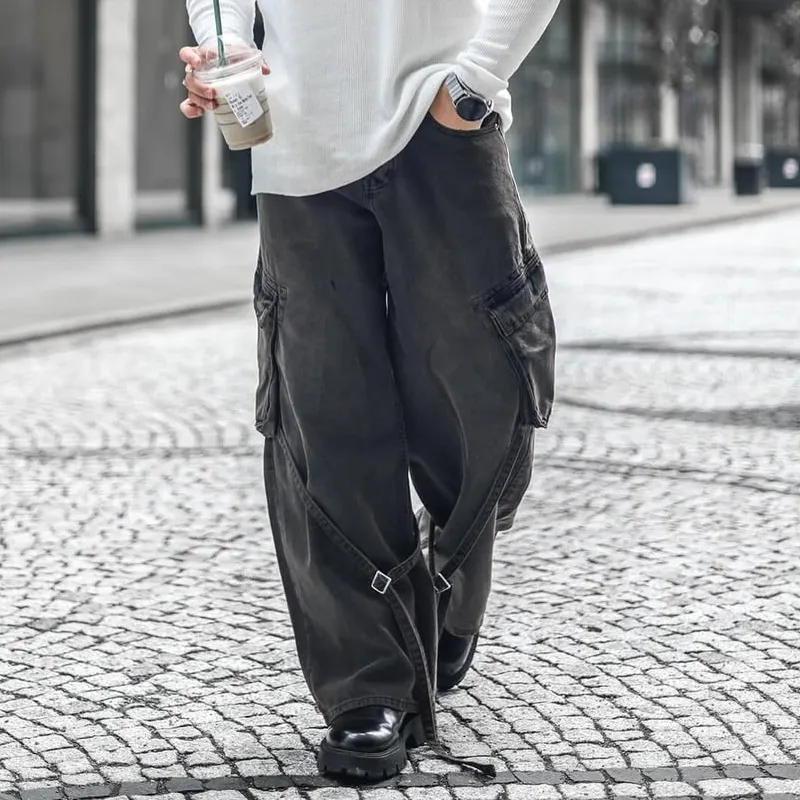 Men's Fashion Washed Loose Multi-pocket Jeans MTA0192D4Z sold by Manly product image thumbnail 2