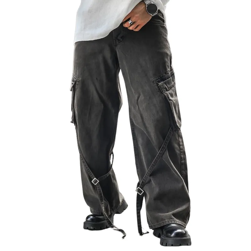 Men's Fashion Washed Loose Multi-pocket Jeans MTA0192D4Z sold by Manly