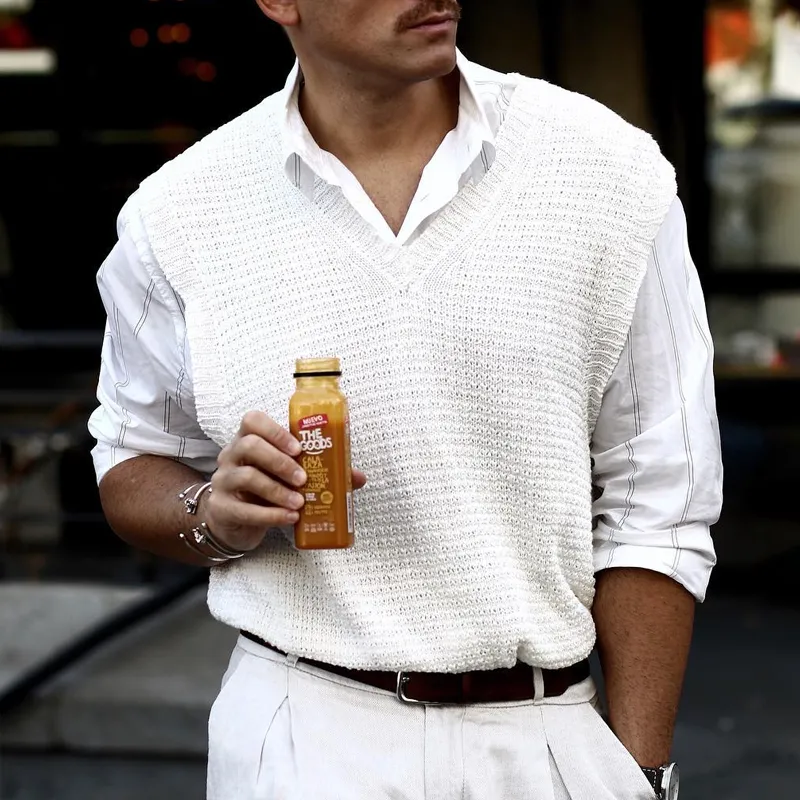 Men's Solid Knit V Neck Sleeveless Tank Top MTA0111D2Z sold by Manly product image thumbnail 2