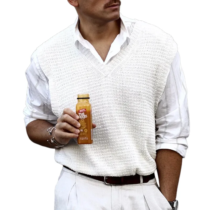 Men's Solid Knit V Neck Sleeveless Tank Top MTA0111D2Z sold by Manly