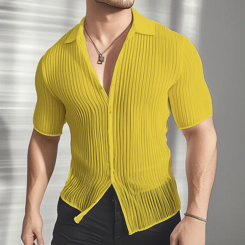 Men's Summer Lightweight Textured Slim-Fit Short-Sleeved Shirt MTA0846D2U sold by Manly product image thumbnail 2