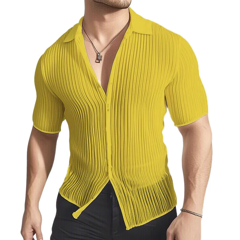 Men's Summer Lightweight Textured Slim-Fit Short-Sleeved Shirt MTA0846D2U sold by Manly