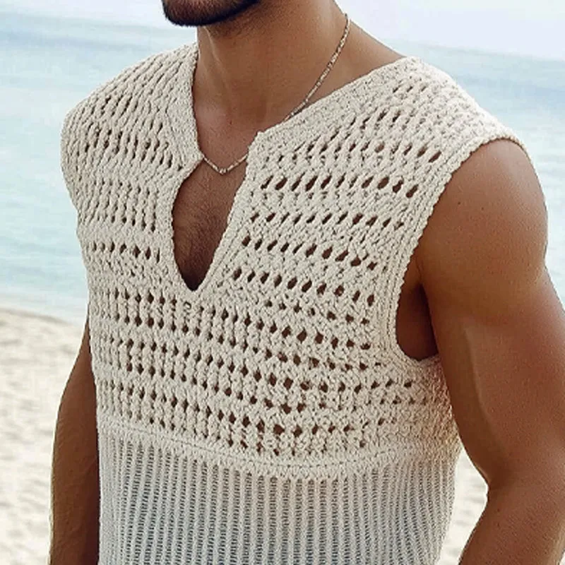 Men's Summer Fashion Hollow Knitted Tank Top MTA0878D2U sold by Manly product image thumbnail 4