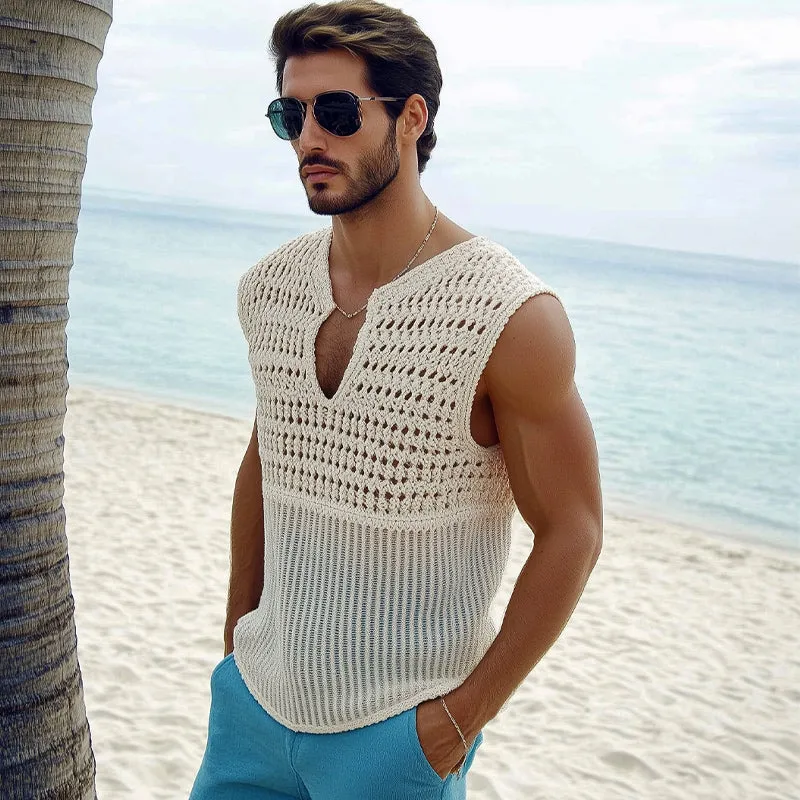 Men's Summer Fashion Hollow Knitted Tank Top MTA0878D2U sold by Manly product image thumbnail 3