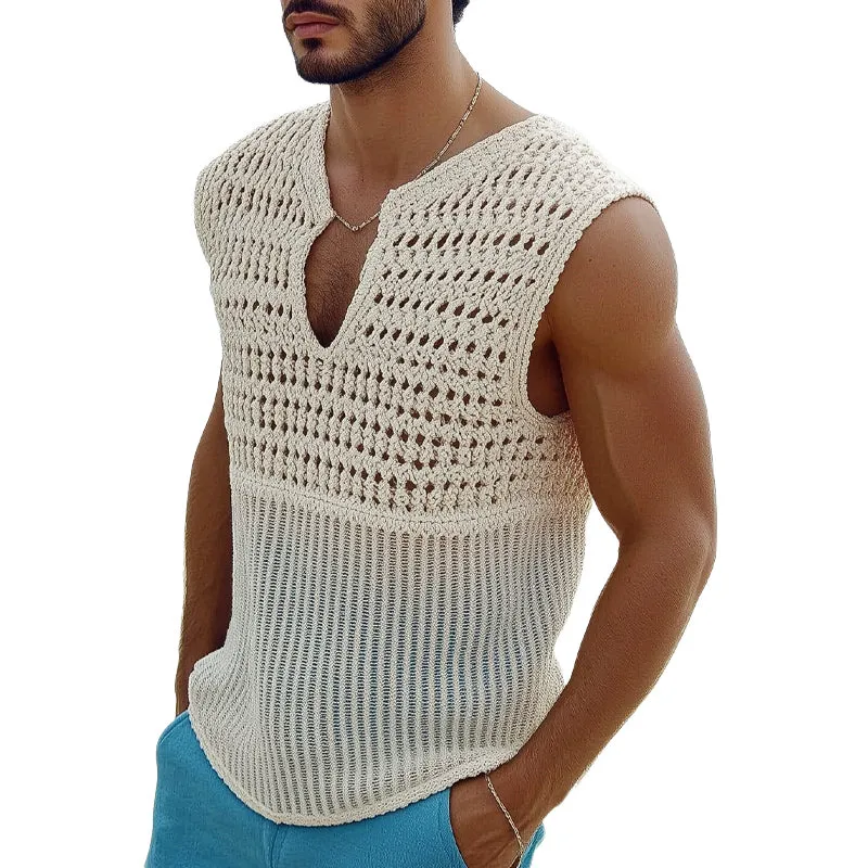 Men's Summer Fashion Hollow Knitted Tank Top MTA0878D2U sold by Manly