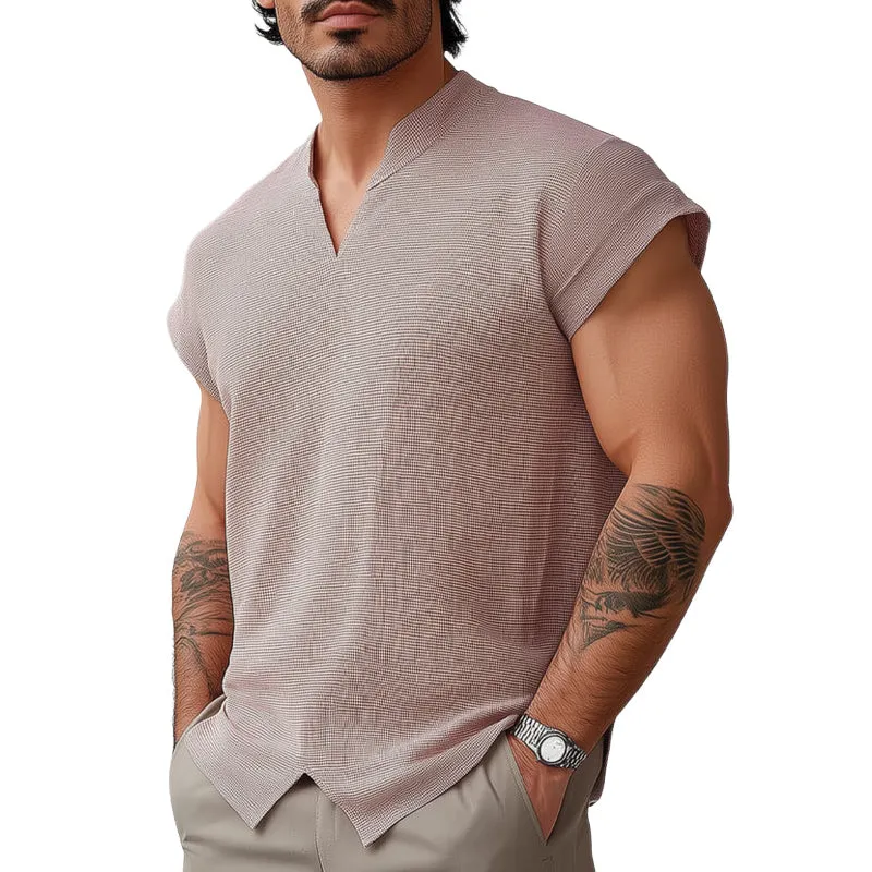 Men's summer basic solid color textured short-sleeved T-shirt MTA0855D3U sold by Manly