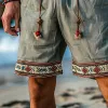 Men's Summer Retro Embroidered Cotton and Linen Shorts MTA0987D8U sold by Manly