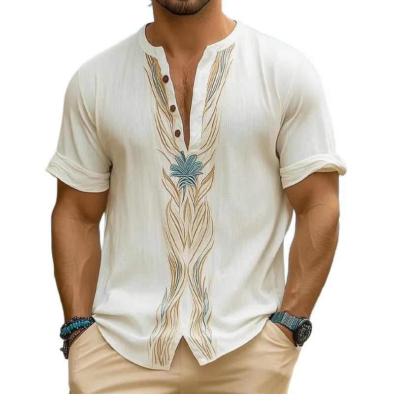 Men's Summer V-neck Fresh Printed Casual T-shirt MTA0981D5U sold by Manly
