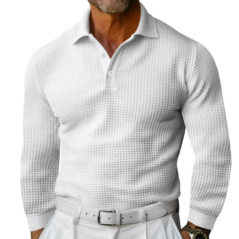 Men's Casual Waffle Long Sleeve POLO Shirt MTA0702D4X sold by Manly product image thumbnail 4