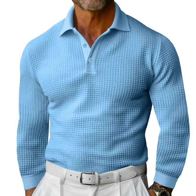 Men's Casual Waffle Long Sleeve POLO Shirt MTA0702D4X sold by Manly