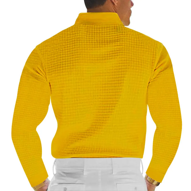 Men's Casual Waffle Long Sleeve POLO Shirt MTA0702D4X sold by Manly product image thumbnail 5