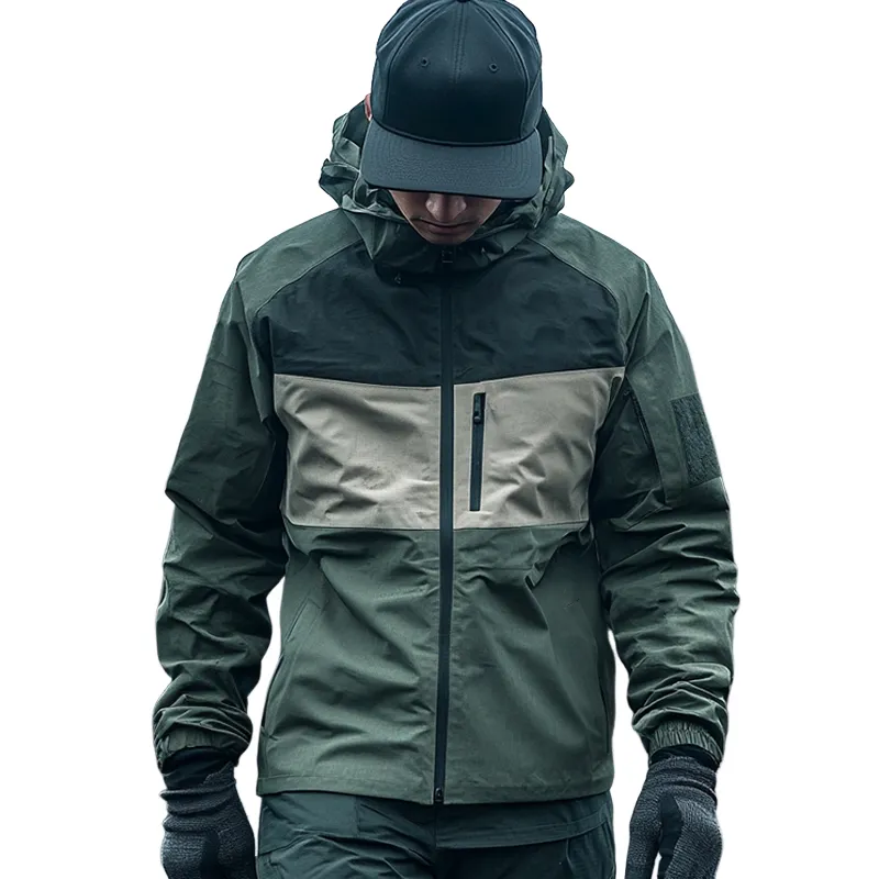 Men's Casual Outdoor Waterproof Color Blocked Multi-Pocket Hooded Jacket MTA0739D1TO sold by Manly