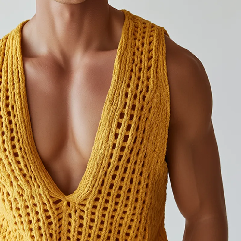 Men's Vintage Casual Solid Knit Tank Top MTA0782D7TO sold by Manly product image thumbnail 3