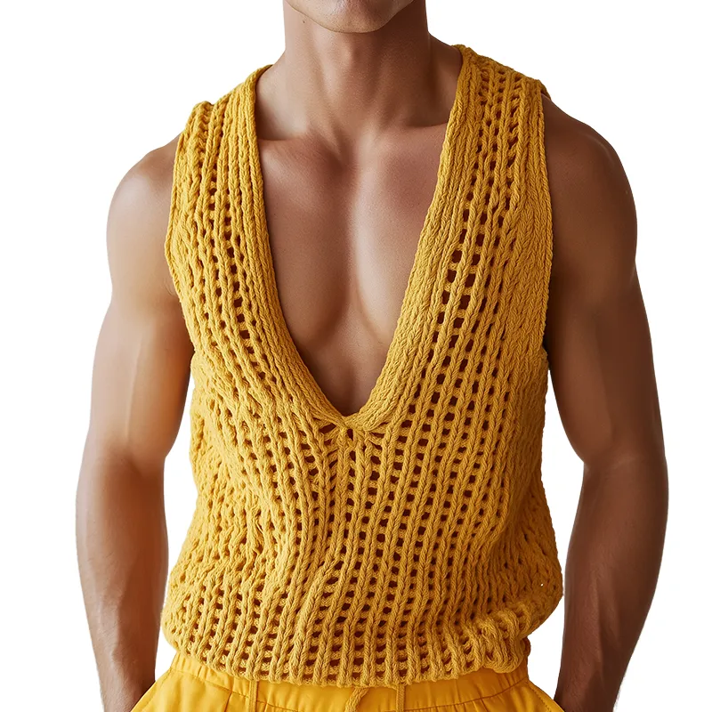 Men's Vintage Casual Solid Knit Tank Top MTA0782D7TO sold by Manly