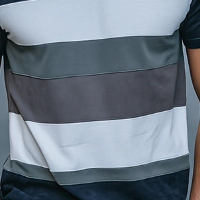 Men's Spring Fashion Personality Slim V-neck Suede Splicing Short Sleeve T-shirt MTA0880D2K sold by Manly product image thumbnail 4