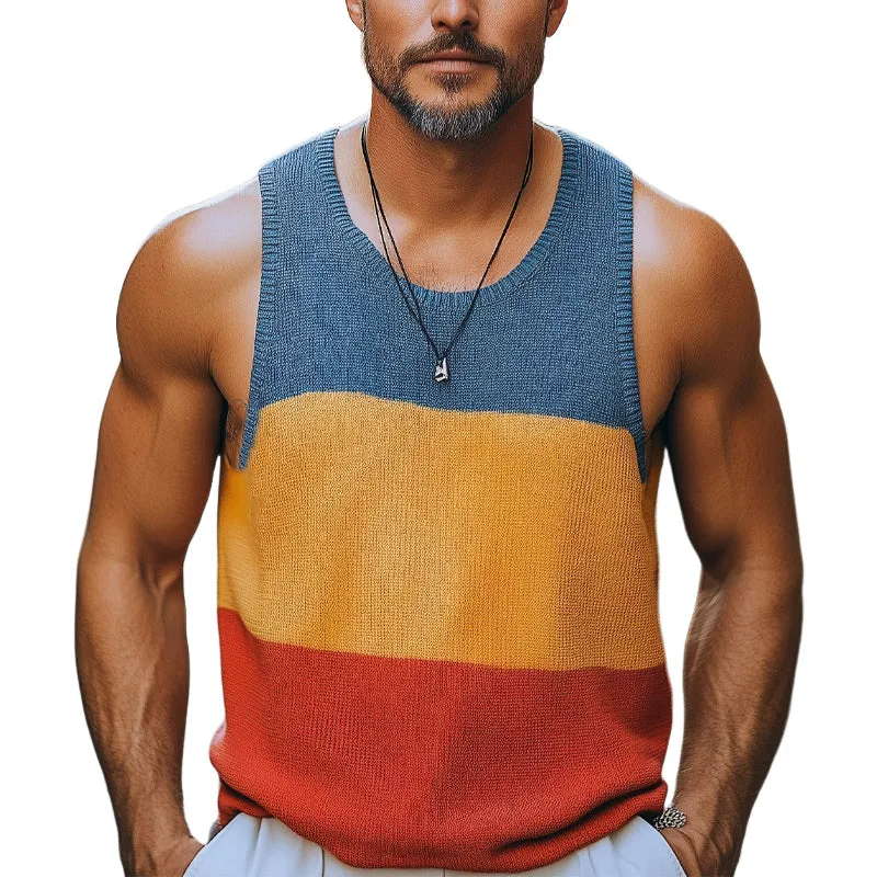 Men's Summer Fashion Colorblock Knitted Tank Top MTA0779D6U sold by Manly