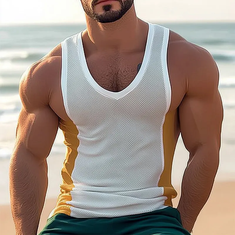 Men's Summer Fashion Deep V Neck Mesh Tank Top MTA0713D2U sold by Manly product image thumbnail 2