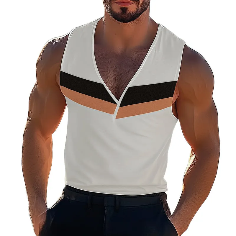 Men's Summer Cool Deep V Neck Tank Top MTA0842D9U sold by Manly