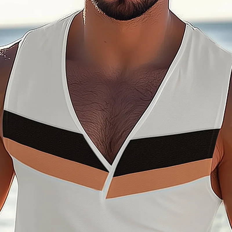 Men's Summer Cool Deep V Neck Tank Top MTA0842D9U sold by Manly product image thumbnail 3