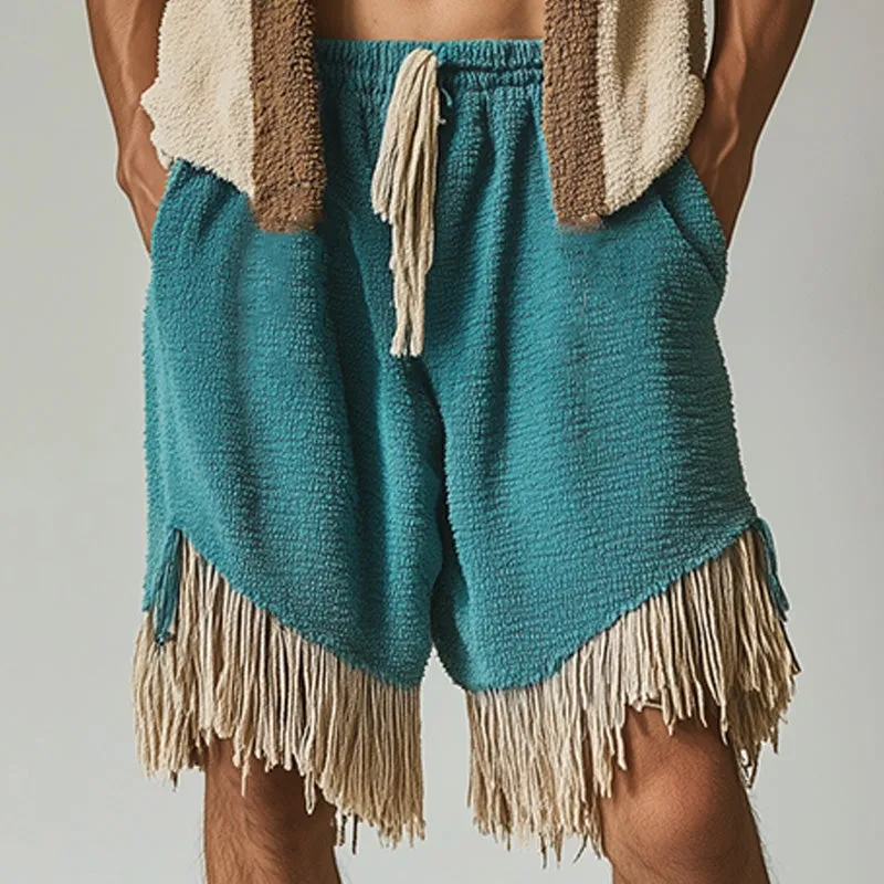 Men's Spring Fashion Towel Cloth Tassel Sleeveless Shorts Set MTA0825D1P sold by Manly product image thumbnail 4